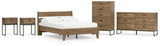 Deanlow Full Platform Panel Bed with Dresser, Chest and 2 Nightstands in Honey - PKG017208