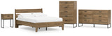 Deanlow Full Platform Panel Bed with Dresser, Chest and Nightstand in Honey - PKG017211