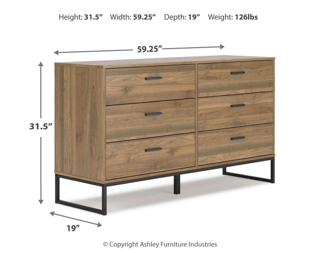 Deanlow Queen Panel Headboard with Dresser and Nightstand in Honey - PKG017265