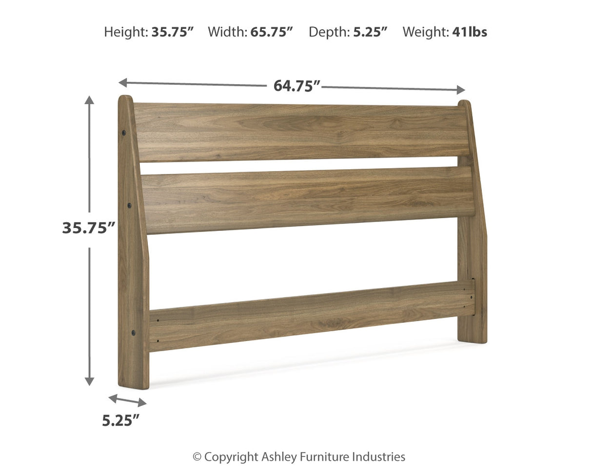 Deanlow Queen Panel Headboard with Dresser and Nightstand in Honey - PKG017265