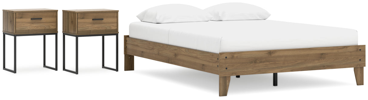 Deanlow Queen Platform Bed with 2 Nightstands in Honey from Ashley - Luna Furniture