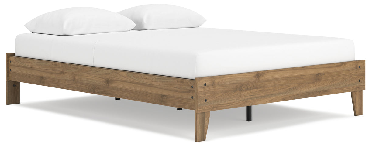 Deanlow Queen Platform Bed with 2 Nightstands in Honey from Ashley - Luna Furniture