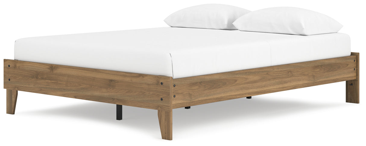 Deanlow Queen Platform Bed with Dresser and 2 Nightstands in Honey from Ashley - Luna Furniture