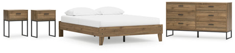 Deanlow Queen Platform Bed with Dresser and 2 Nightstands in Honey from Ashley - Luna Furniture