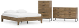 Deanlow Queen Platform Bed with Dresser and Chest in Honey from Ashley - Luna Furniture