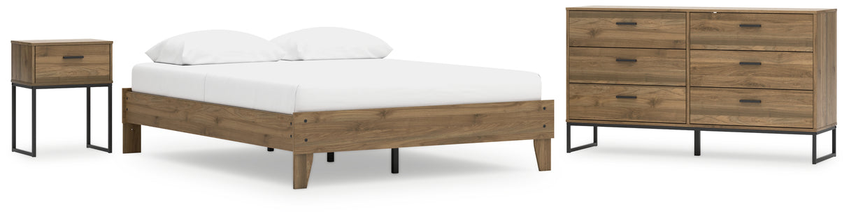 Deanlow Queen Platform Bed with Dresser and Nightstand in Honey from Ashley - Luna Furniture