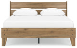 Deanlow Queen Platform Panel Bed with 2 Nightstands in Honey from Ashley - Luna Furniture