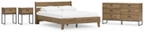 Deanlow Queen Platform Panel Bed with Dresser and 2 Nightstands in Honey - PKG017276