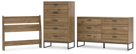 Deanlow Twin Panel Headboard with Dresser and Chest in Honey from Ashley - Luna Furniture