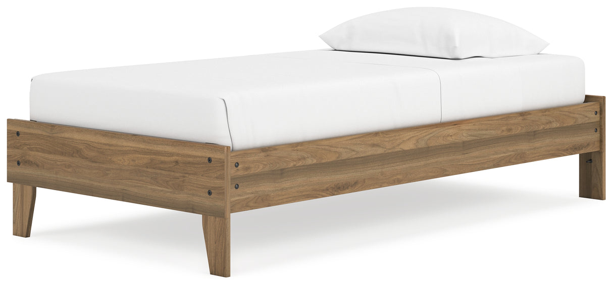 Deanlow Twin Platform Bed with Dresser and 2 Nightstands in Honey from Ashley - Luna Furniture