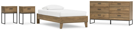 Deanlow Twin Platform Bed with Dresser and 2 Nightstands in Honey from Ashley - Luna Furniture