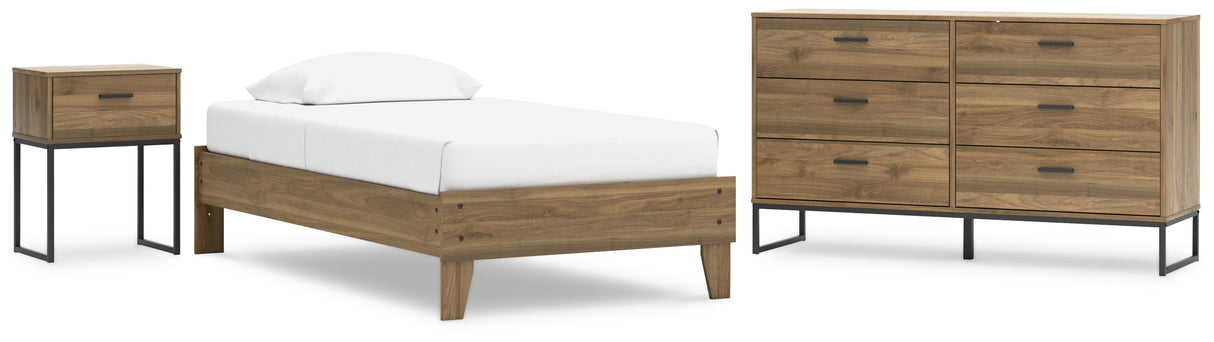 Deanlow Twin Platform Bed with Dresser and Nightstand in Honey from Ashley - Luna Furniture