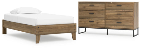 Deanlow Twin Platform Bed with Dresser in Honey from Ashley - Luna Furniture