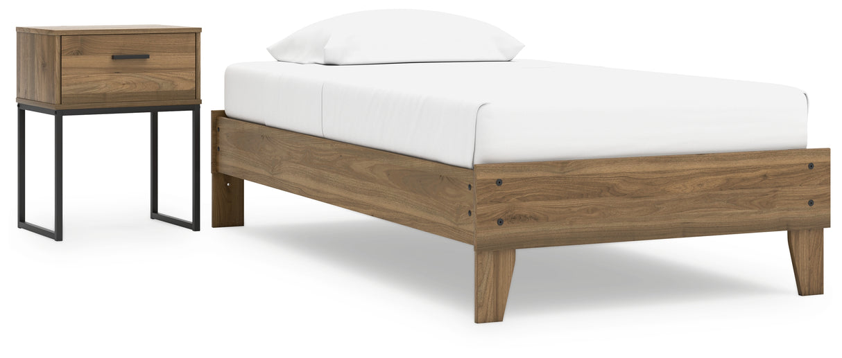 Deanlow Twin Platform Bed with Nightstand in Honey from Ashley - Luna Furniture