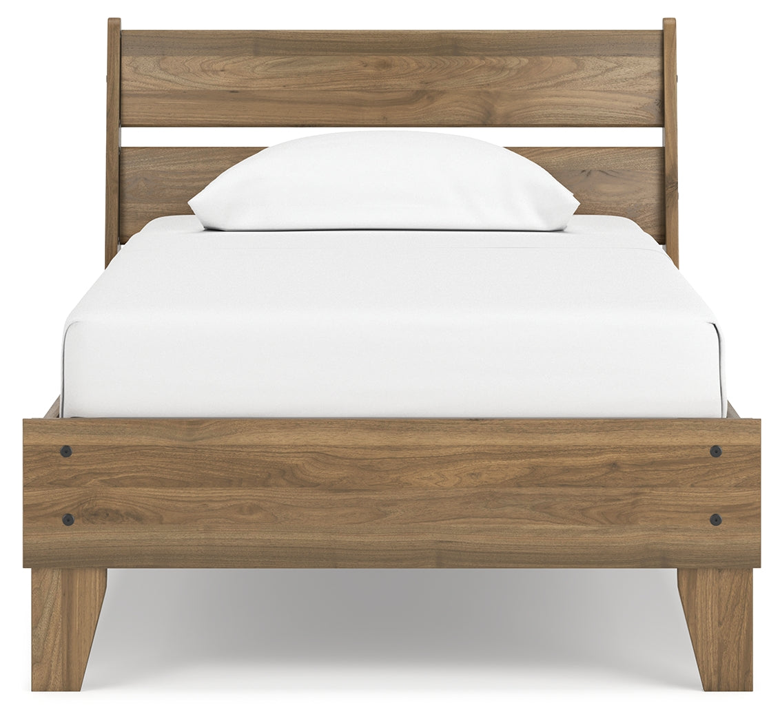 Deanlow Twin Platform Panel Bed with Dresser and 2 Nightstands in Honey from Ashley - Luna Furniture