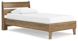 Deanlow Twin Platform Panel Bed with Dresser and 2 Nightstands in Honey from Ashley - Luna Furniture