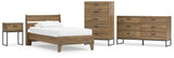 Deanlow Twin Platform Panel Bed with Dresser, Chest and Nightstand in Honey - PKG017204