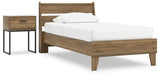 Deanlow Twin Platform Panel Bed with Nightstand in Honey - PKG017200