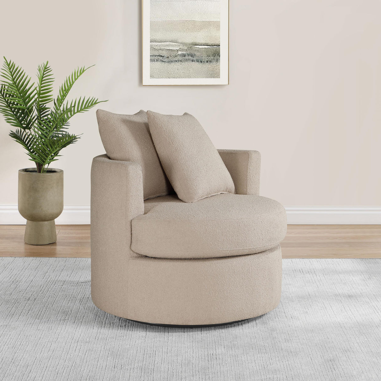 Debbie Camel Upholstered Swivel Accent Chair from Coaster - Luna Furniture