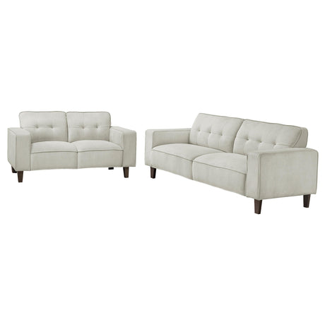 Deerhurst 2-piece Upholstered Tufted Track Arm Sofa Set Beige from Coaster - Luna Furniture