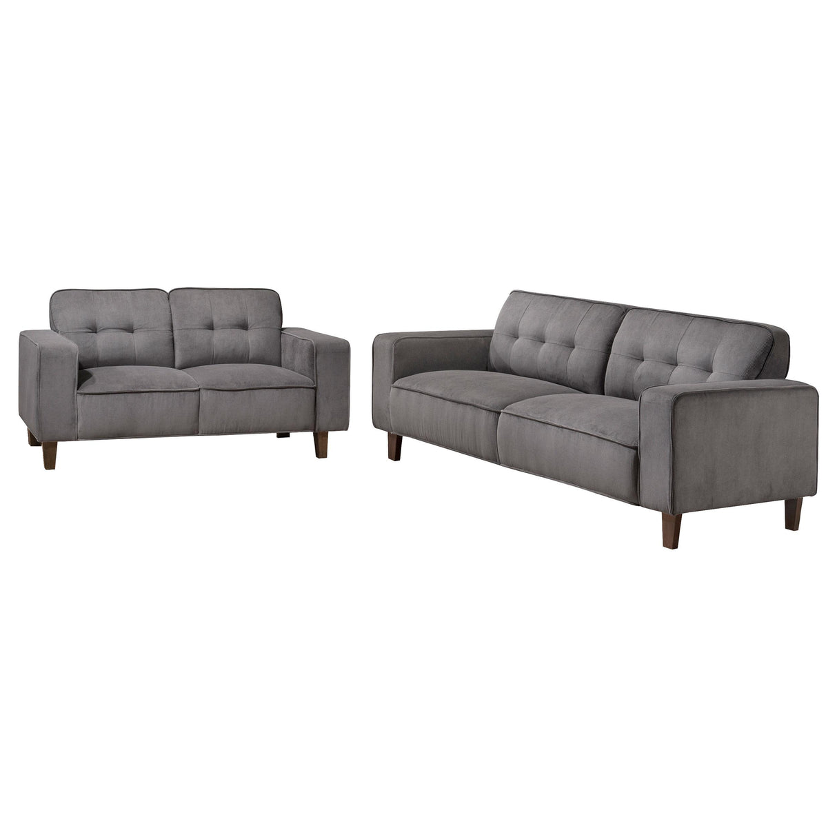 Deerhurst 2-piece Upholstered Tufted Track Arm Sofa Set Charcoal from Coaster - Luna Furniture