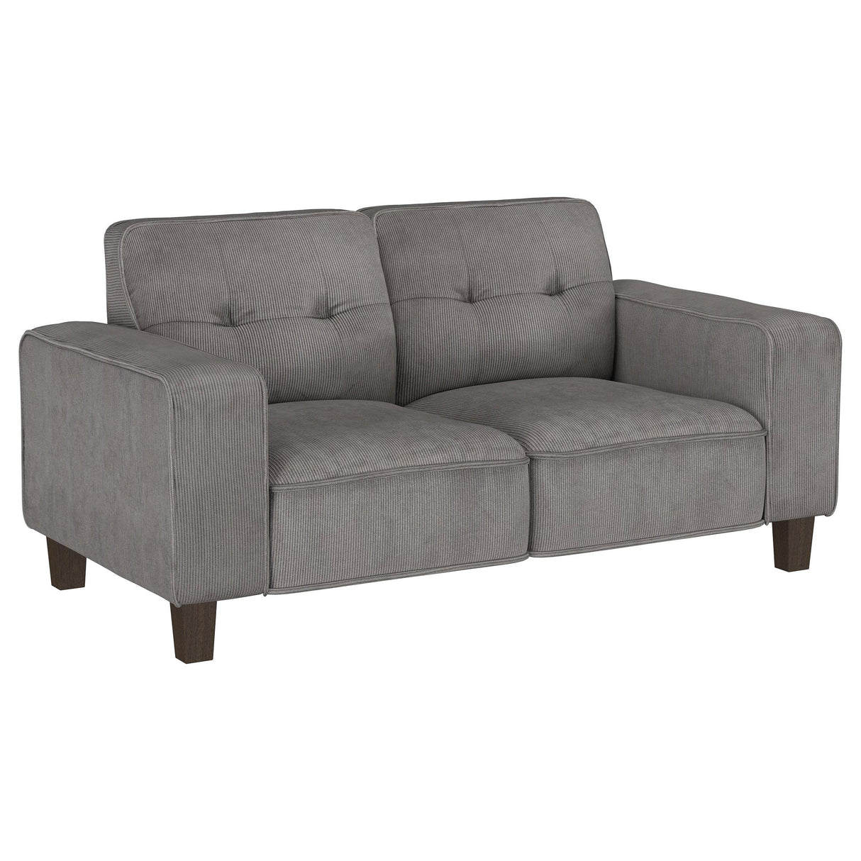 Deerhurst Upholstered Tufted Track Arm Loveseat Charcoal from Coaster - Luna Furniture