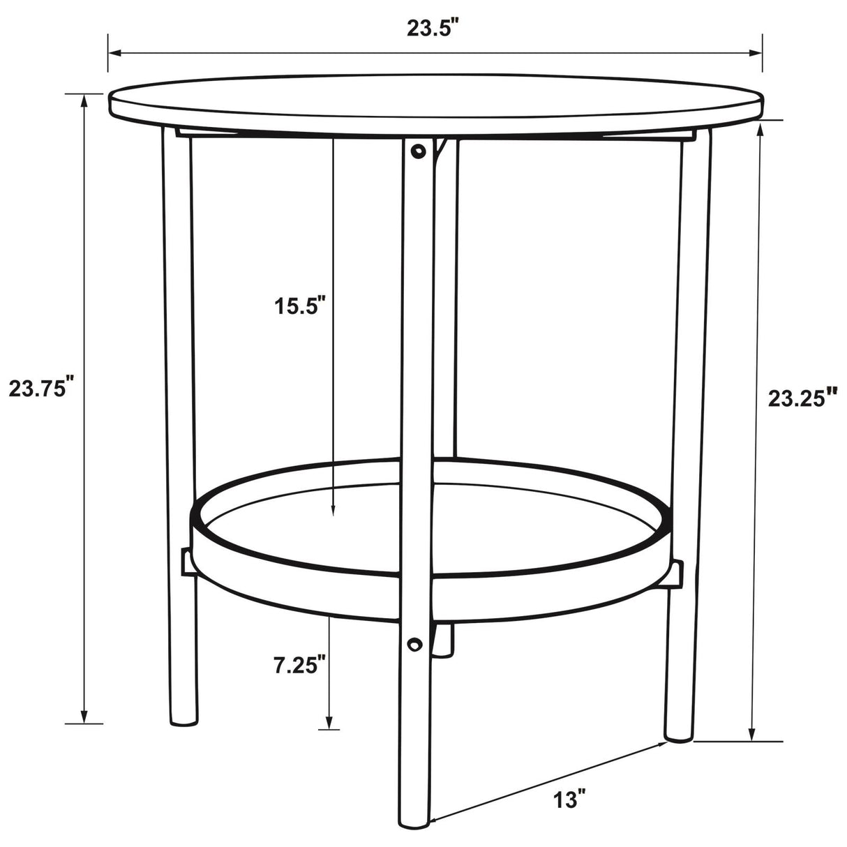 Delfin Round Glass Top End Table with Shelf Black and Brown - 721617