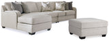 Dellara 3-Piece Sectional with Ottoman in Chalk - PKG016113