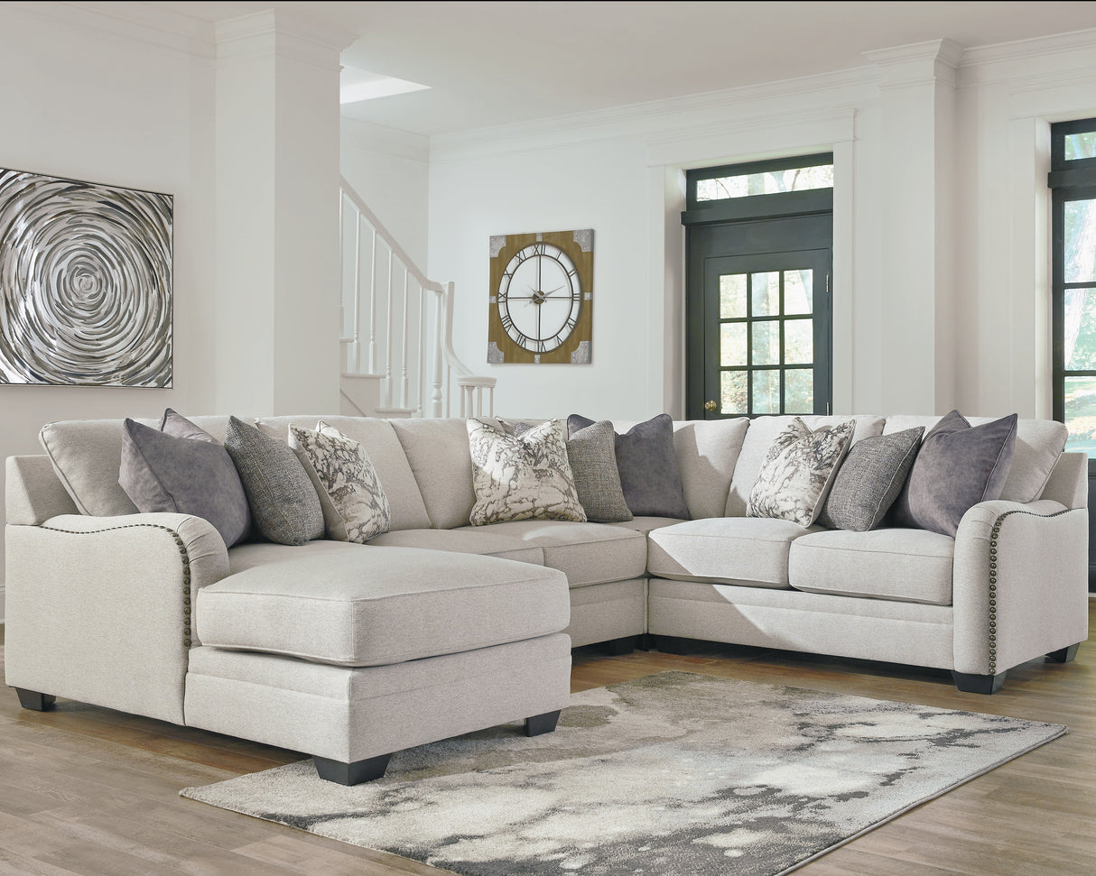 Dellara 4-Piece Sectional with Ottoman in Chalk - PKG001115