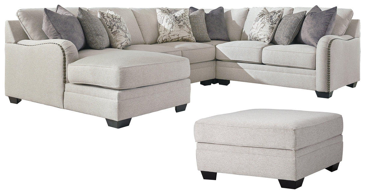 Dellara 4-Piece Sectional with Ottoman in Chalk - PKG001115