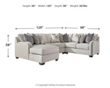 Dellara 4-Piece Sectional with Ottoman in Chalk - PKG001115