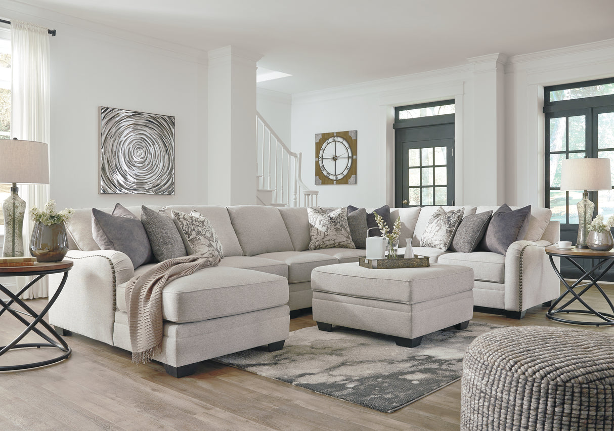 Dellara 5-Piece Sectional with Ottoman in Chalk - PKG001117