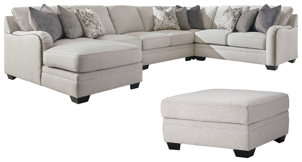 Dellara 5-Piece Sectional with Ottoman in Chalk from Ashley - Luna Furniture