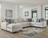 Dellara 5-Piece Sectional with Ottoman in Chalk from Ashley - Luna Furniture