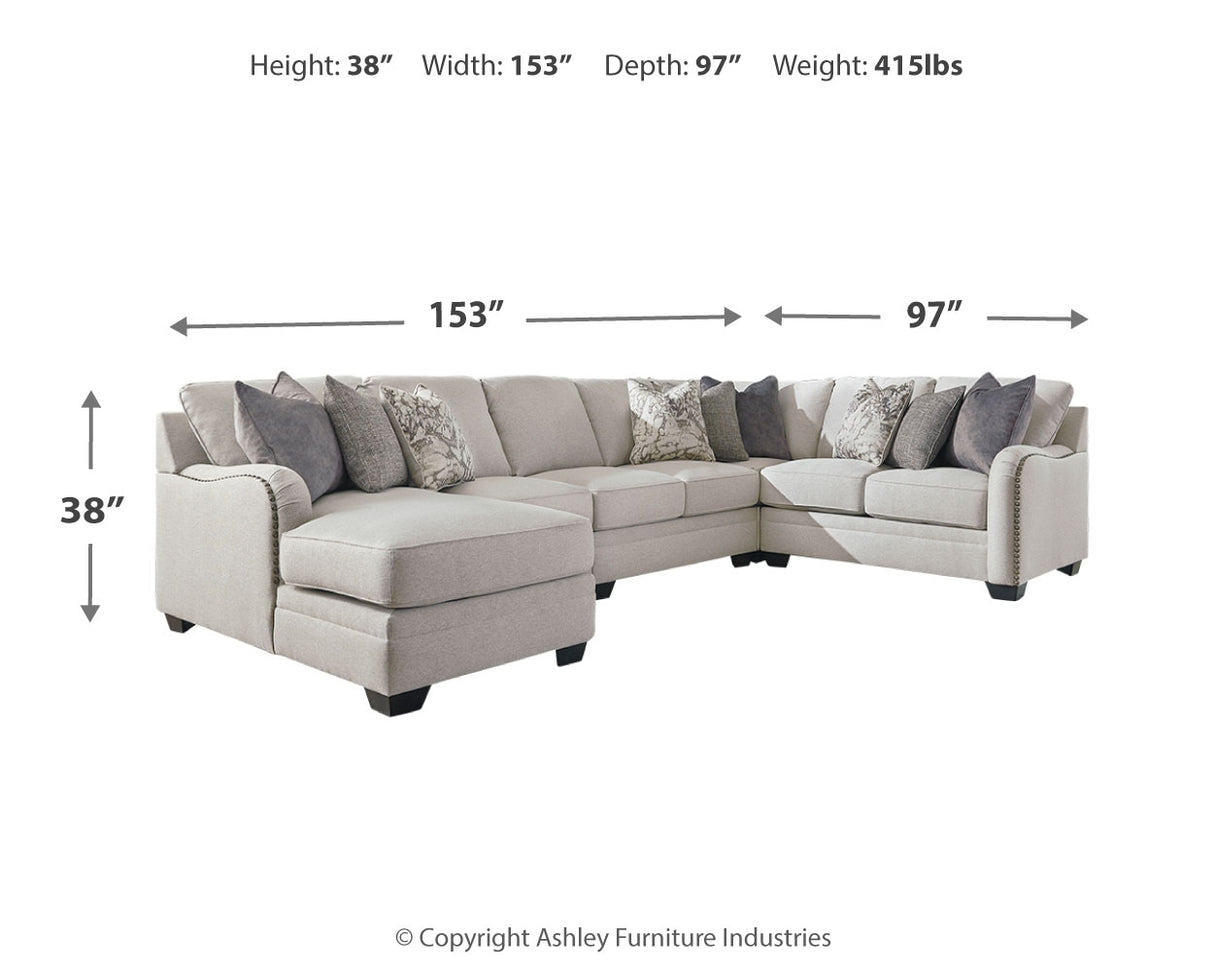 Dellara 5-Piece Sectional with Ottoman in Chalk from Ashley - Luna Furniture