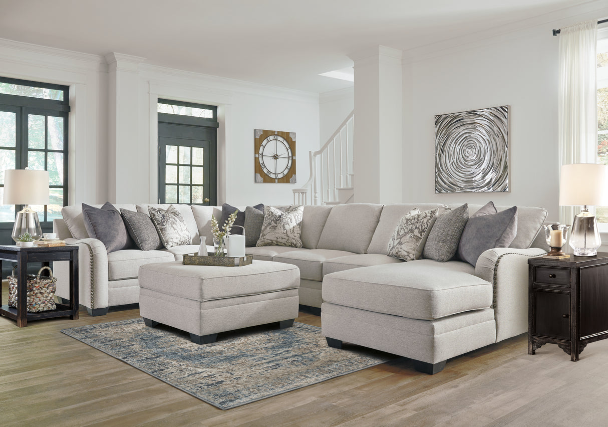 Dellara 5-Piece Sectional with Ottoman in Chalk - PKG001118