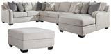 Dellara 5-Piece Sectional with Ottoman in Chalk - PKG001118