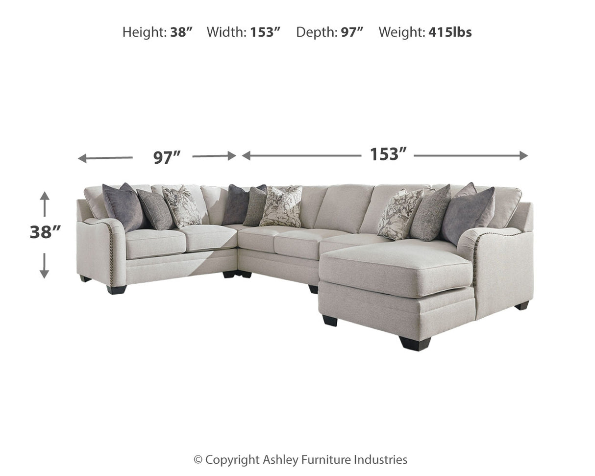 Dellara 5-Piece Sectional with Ottoman in Chalk - PKG001118