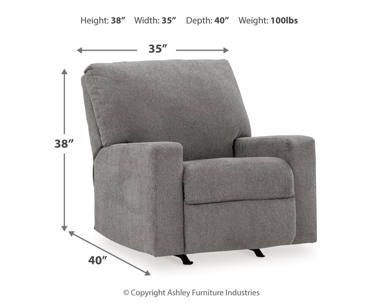 Deltona Sofa, Loveseat and Recliner in Graphite - PKG015446