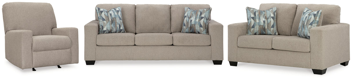 Deltona Sofa, Loveseat and Recliner in Parchment - PKG015444