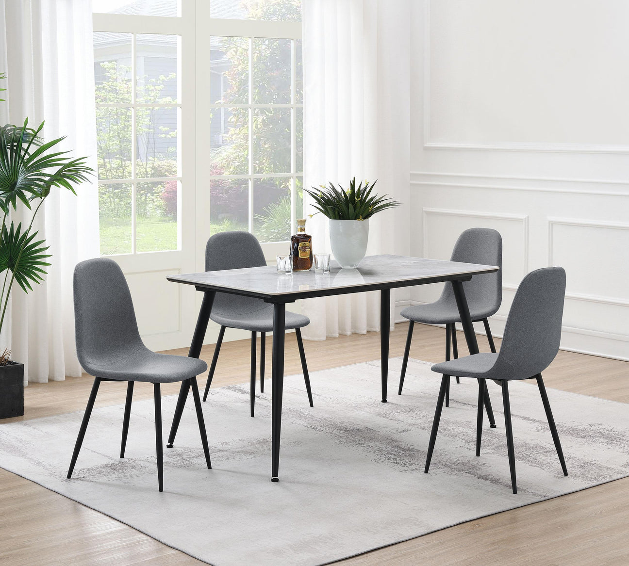 Dennison Grey 5-Piece Rectangular Dining Set from Coaster - Luna Furniture