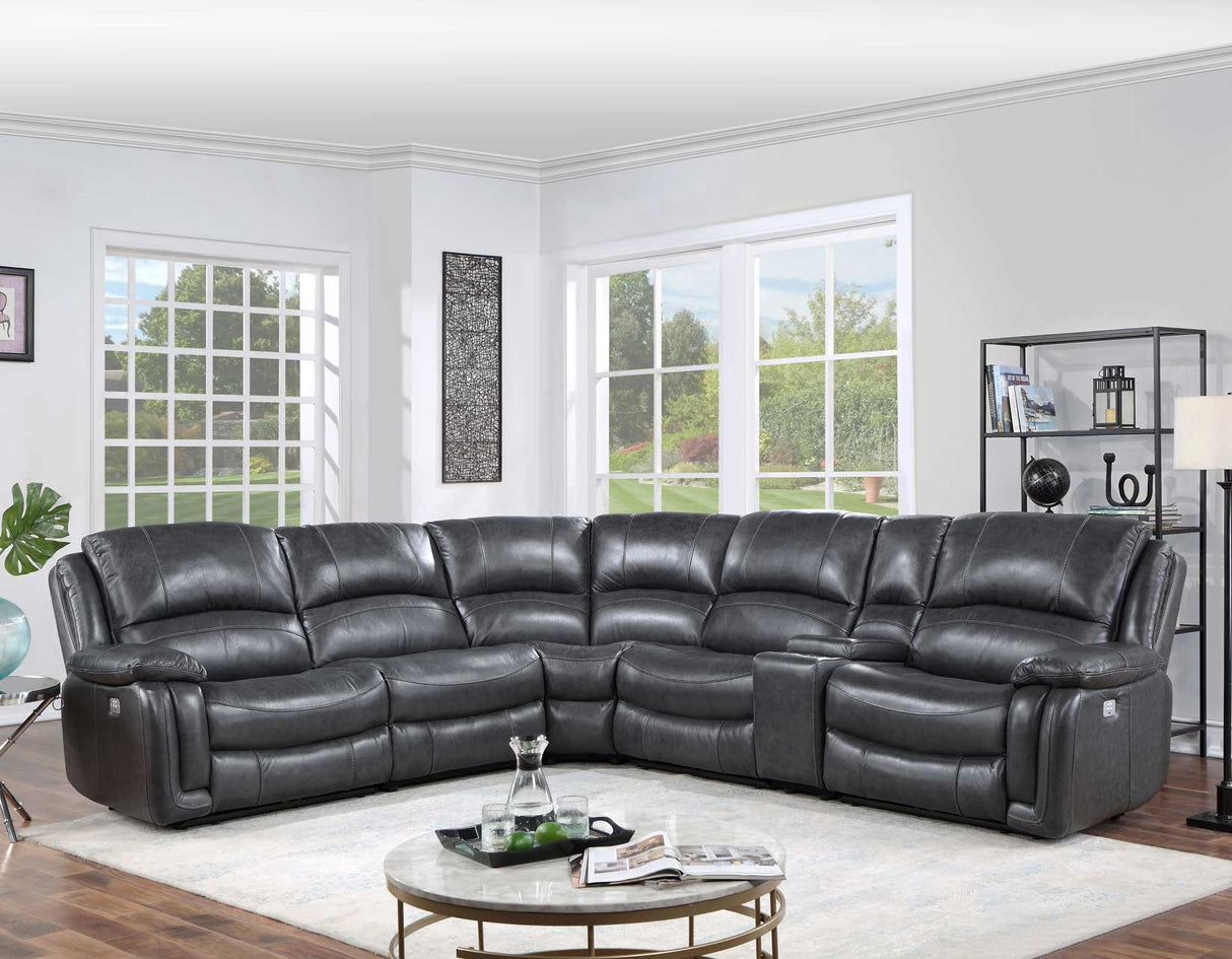 Denver Dual-Power 6-Piece Sectional, Charcoal - SET | DN5691ACC | DN5691ARC | DN5691LRC | DN5691WC | DN5691CC | DN5691RRC