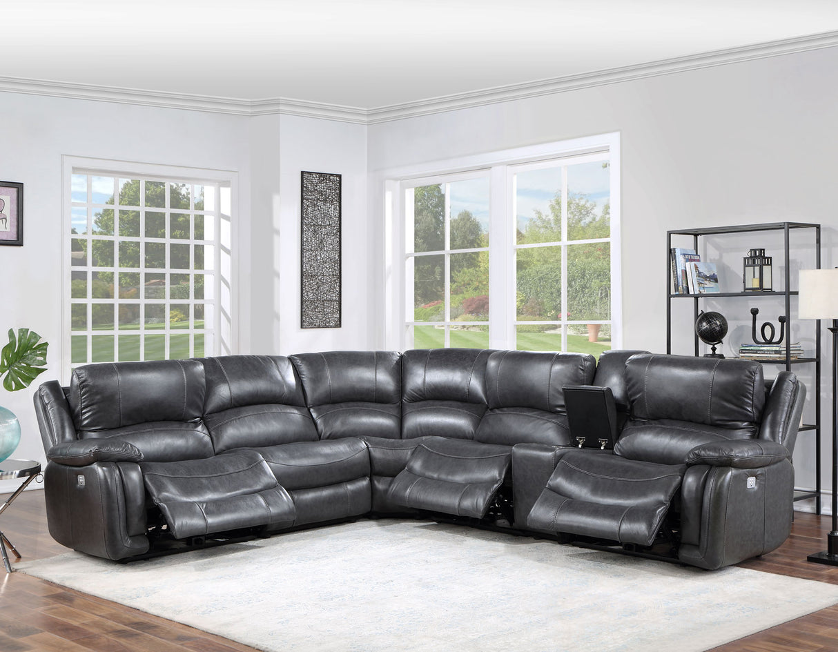 Denver Dual-Power 6-Piece Sectional, Charcoal - SET | DN5691ACC | DN5691ARC | DN5691LRC | DN5691WC | DN5691CC | DN5691RRC