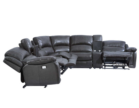 Denver Dual-Power 6-Piece Sectional, Charcoal - SET | DN5691ACC | DN5691ARC | DN5691LRC | DN5691WC | DN5691CC | DN5691RRC