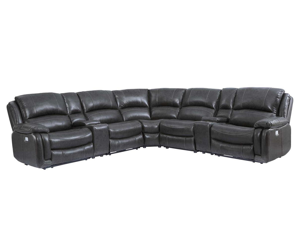 Denver Dual-Power 6-Piece Sectional, Charcoal - SET | DN5691ACC | DN5691ARC | DN5691LRC | DN5691WC | DN5691CC | DN5691RRC