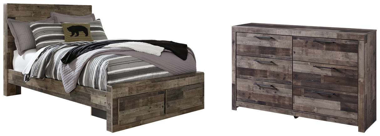 Derekson Full Panel Bed with 2 Storage Drawers with Dresser in Multi Gray from Ashley - Luna Furniture