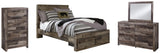 Derekson Full Panel Bed with 2 Storage Drawers with Mirrored Dresser and Chest in Multi Gray from Ashley - Luna Furniture