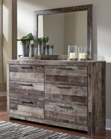 Derekson Full Panel Bed with 2 Storage Drawers with Mirrored Dresser and Chest in Multi Gray from Ashley - Luna Furniture