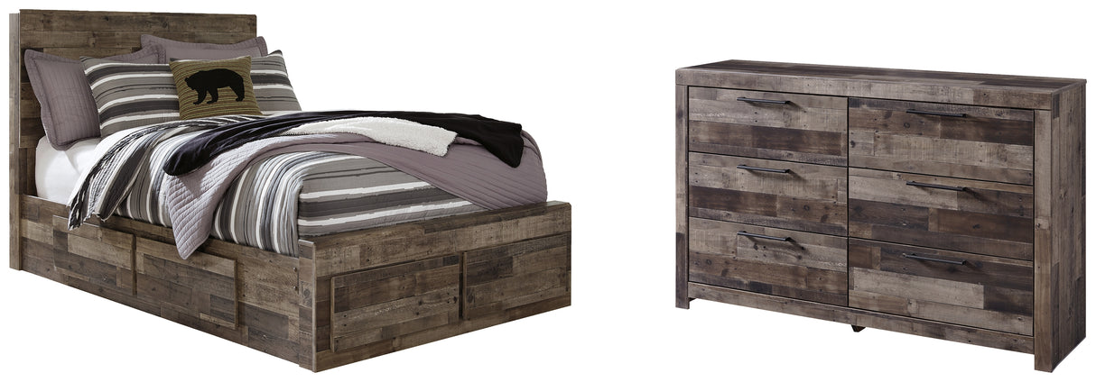 Derekson Full Panel Bed with 6 Storage Drawers with Dresser in Multi Gray from Ashley - Luna Furniture