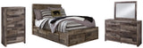 Derekson Full Panel Bed with 6 Storage Drawers with Mirrored Dresser and Chest in Multi Gray from Ashley - Luna Furniture